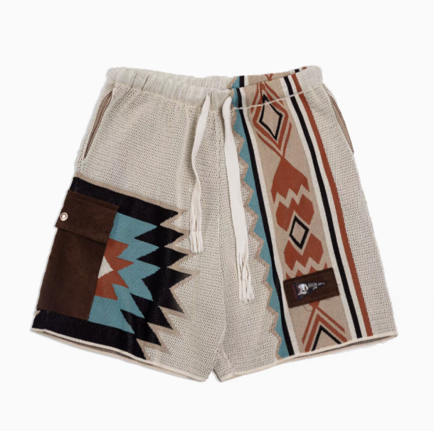 Navajo-Inspired Geometric Knit Beach Shorts