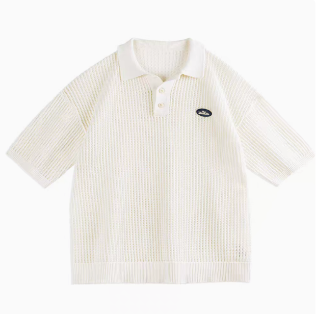 Hollow-Knit Short Sleeve Polo