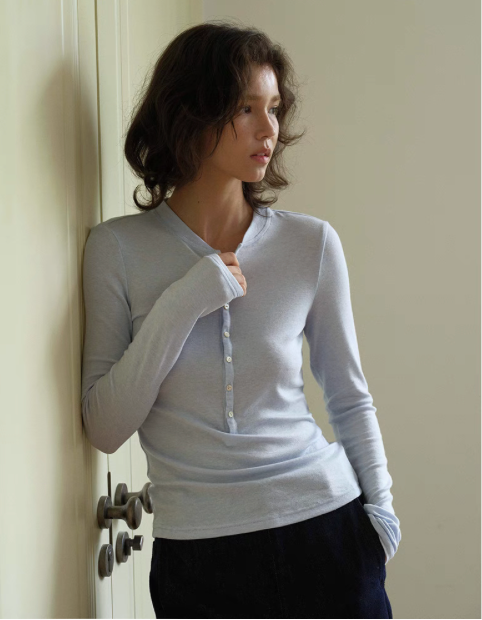 Soft Cotton Henley Top