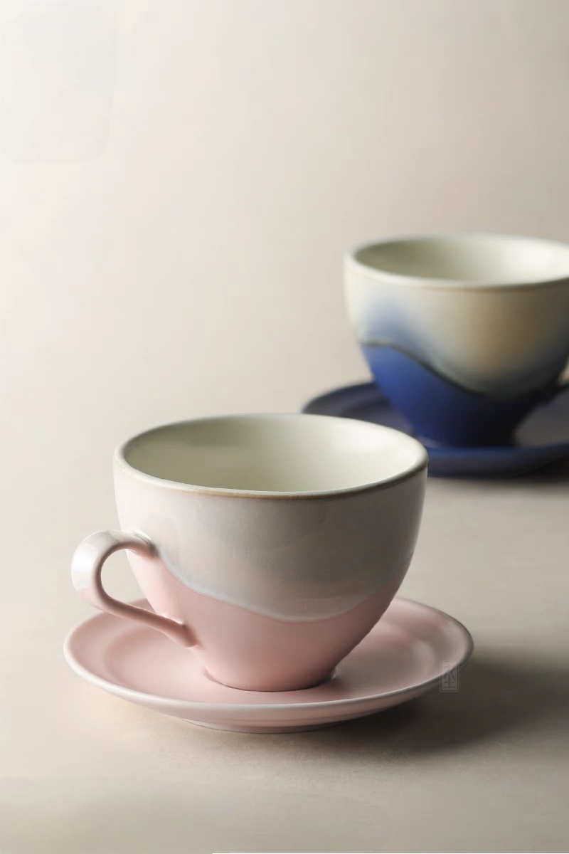 Eastern Serenity Ceramic Coffee Cup and Saucer Set