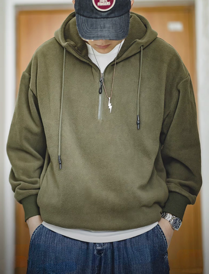 Vintage Half-Zip Fleece Hoodie