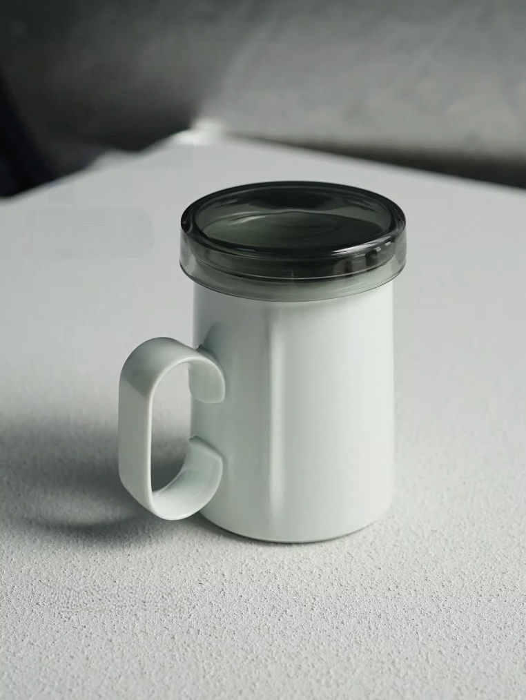 Ringmug Ceramic Mug with Lid and Tea Filter