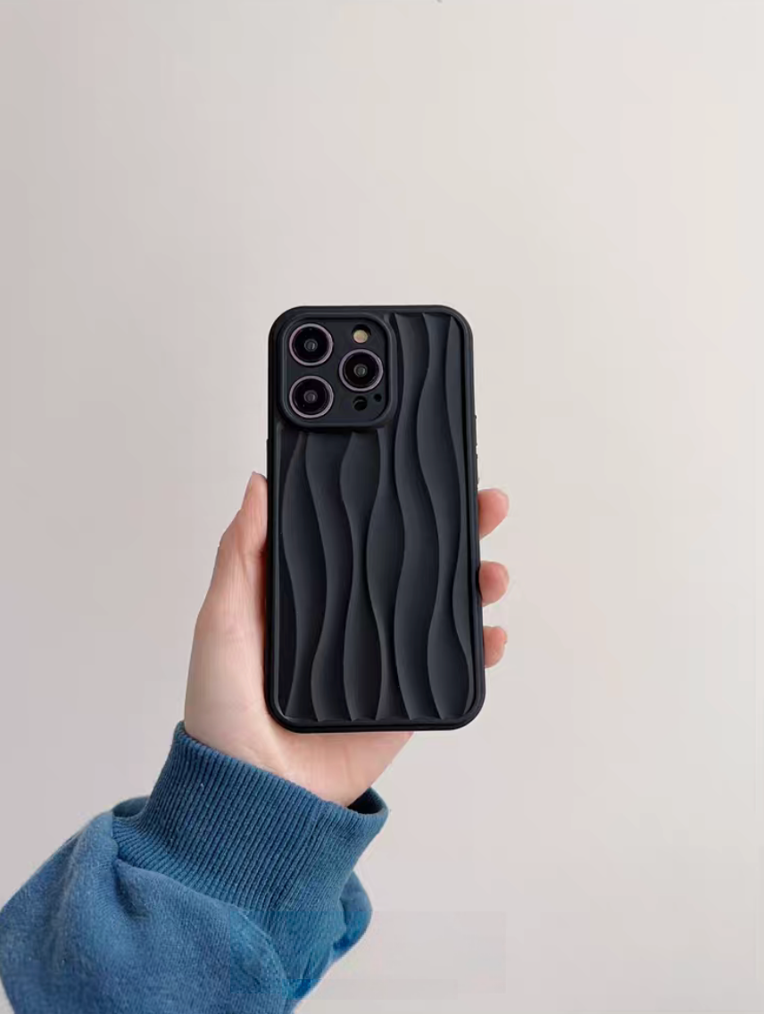 Matte Black Wave Phone Case