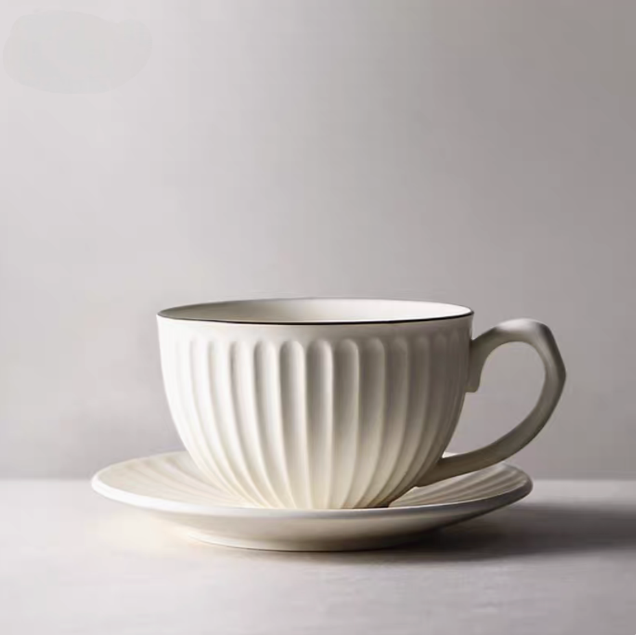 Striped Ceramic Cappuccino Art Cup