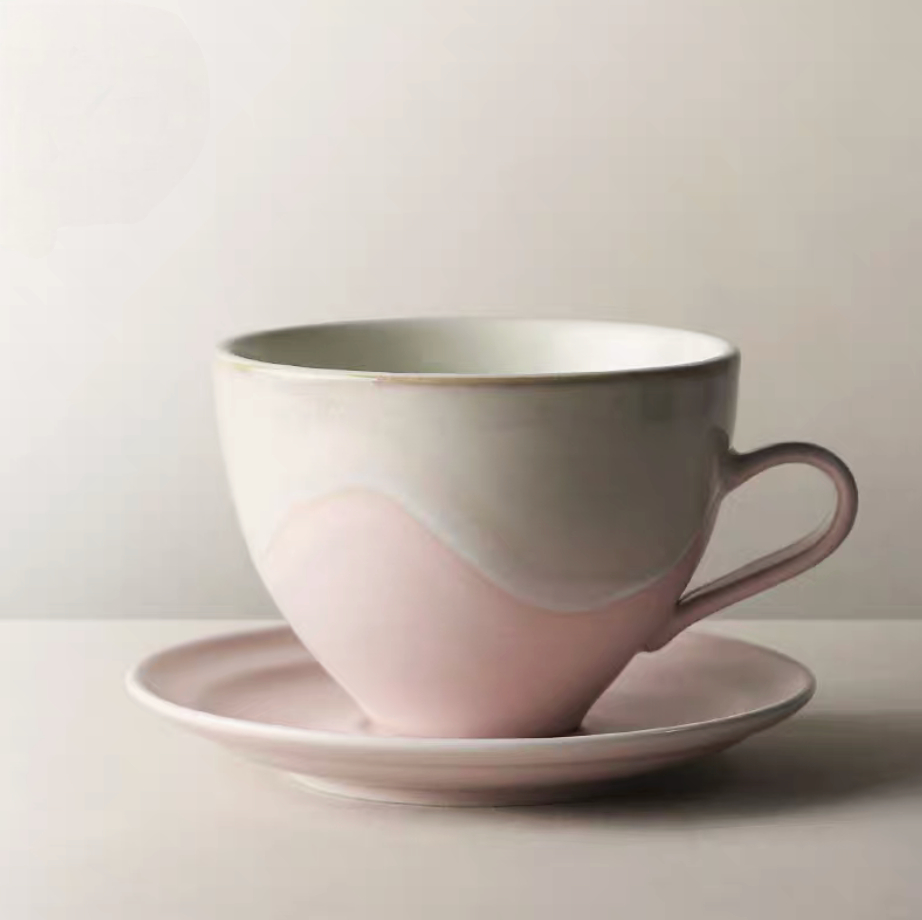 Eastern Serenity Ceramic Coffee Cup and Saucer Set