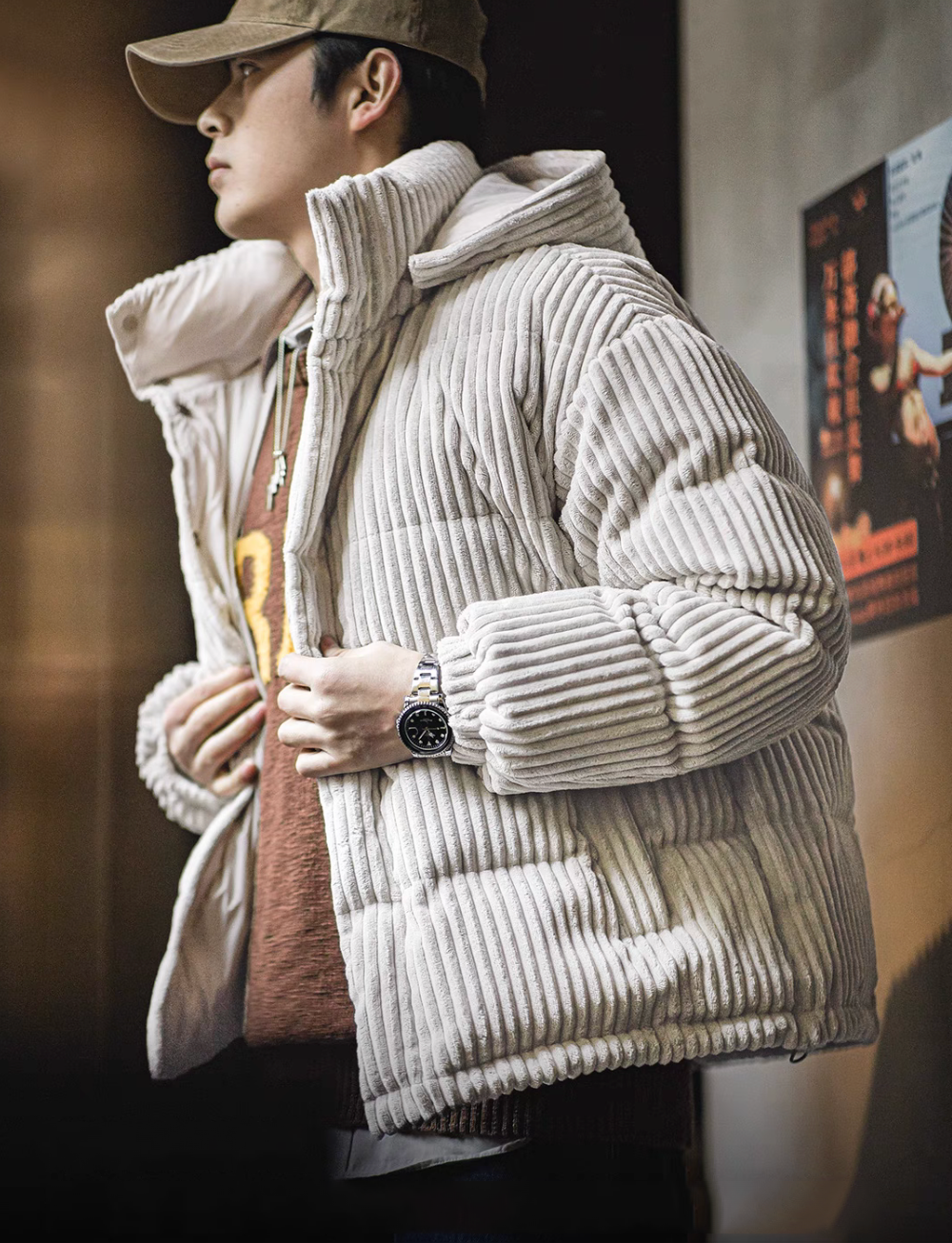 Luxurious Corduroy Down Jacket