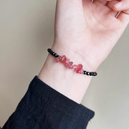 Elegant Crystal &amp; Garnet Bracelet Set