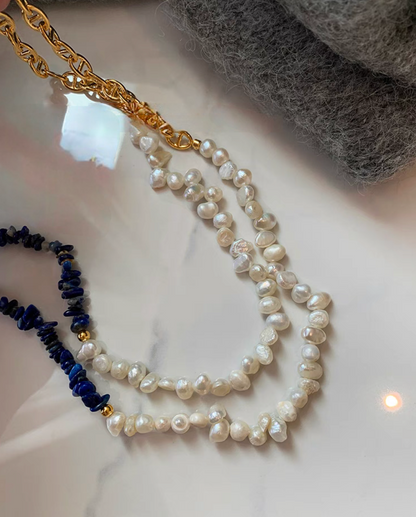 Luxe Lapis &amp; Pearl Harmony Necklace