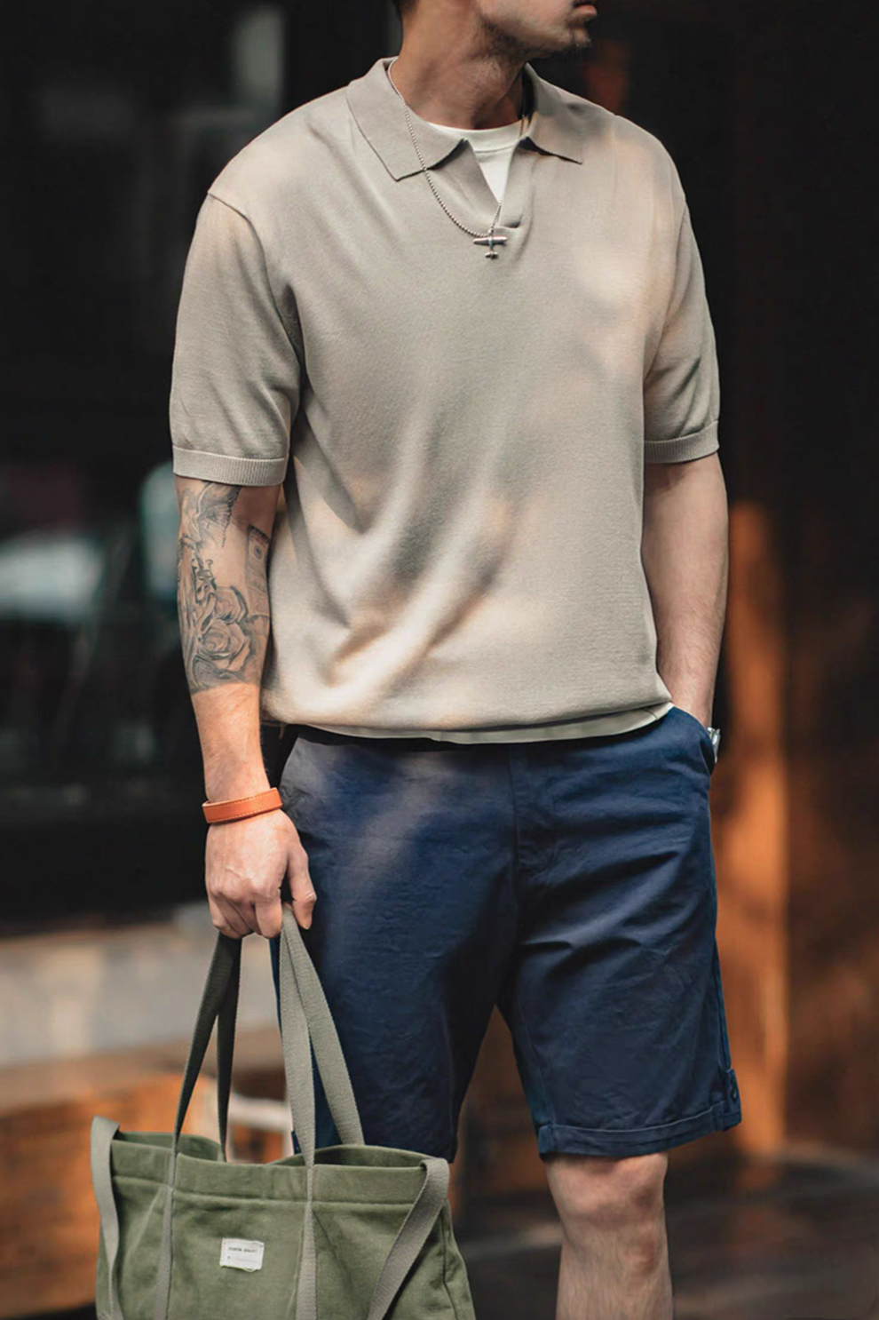 Classic V-Collar Knit Polo