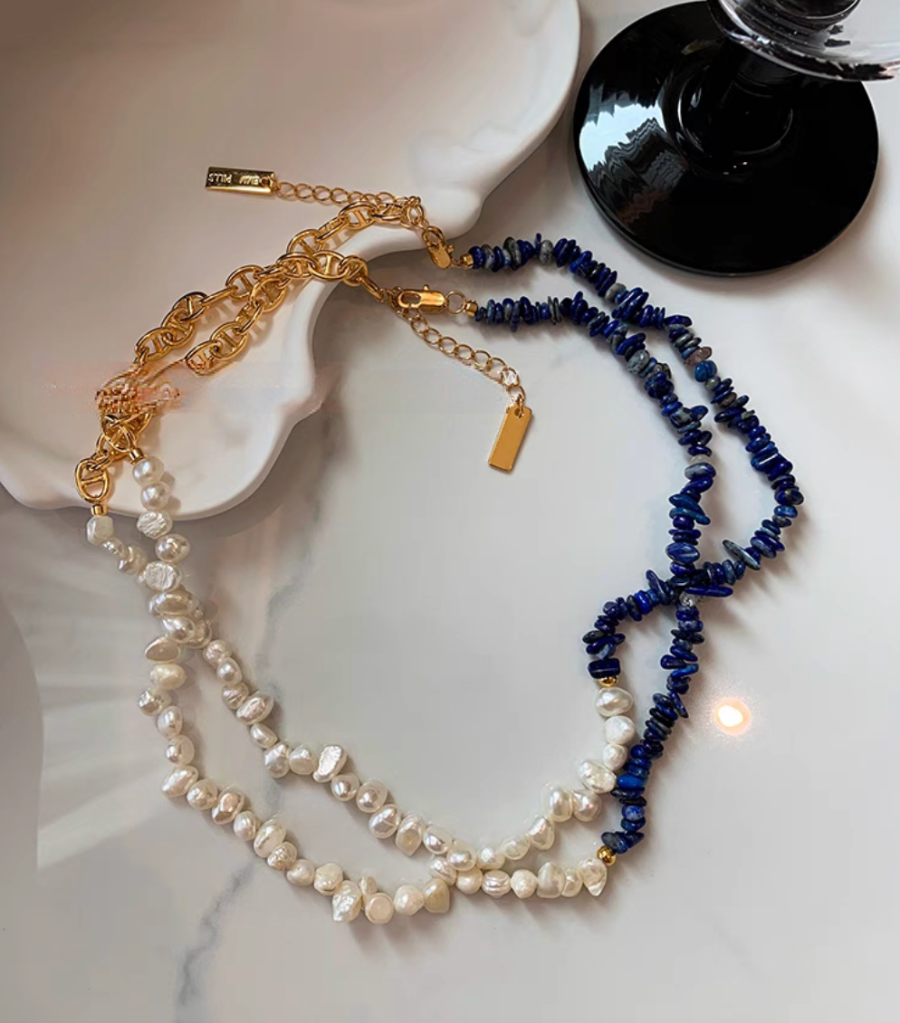 Luxe Lapis &amp; Pearl Harmony Necklace