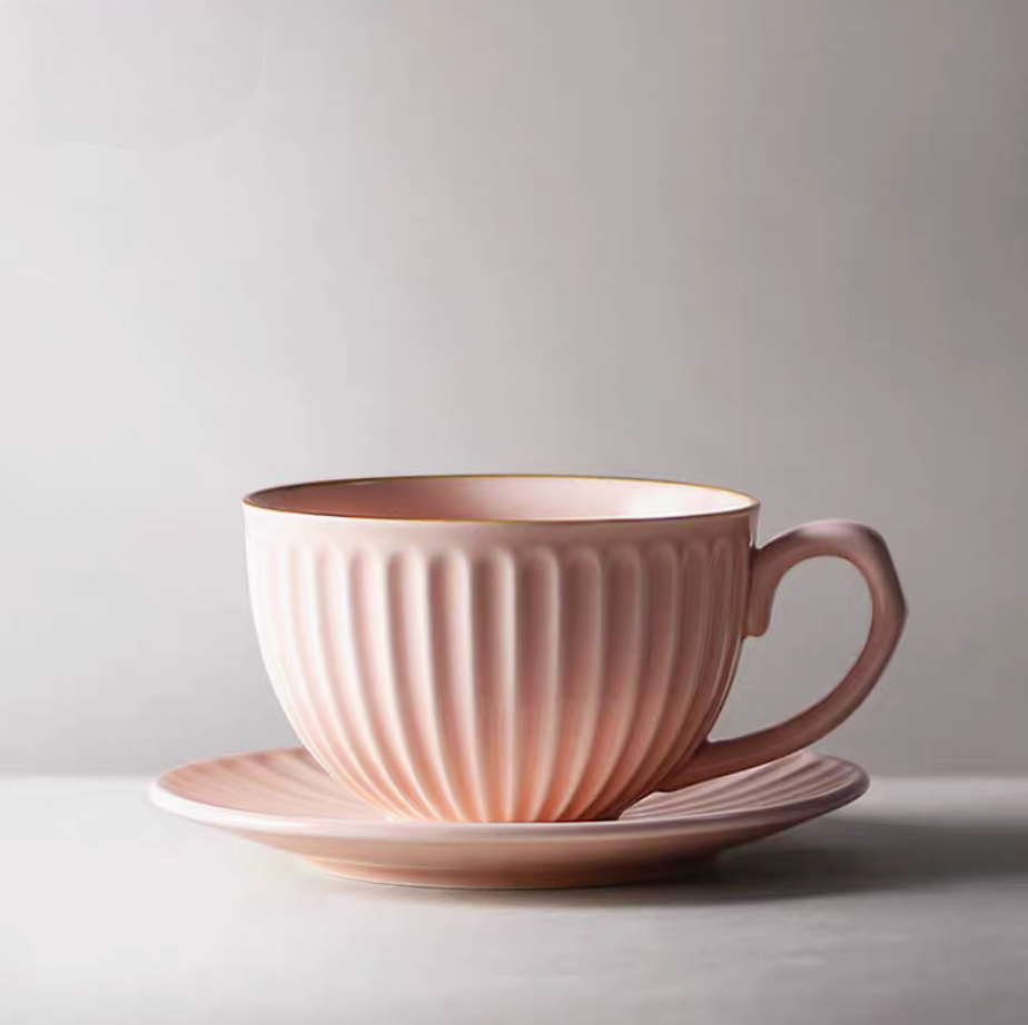 Striped Ceramic Cappuccino Art Cup