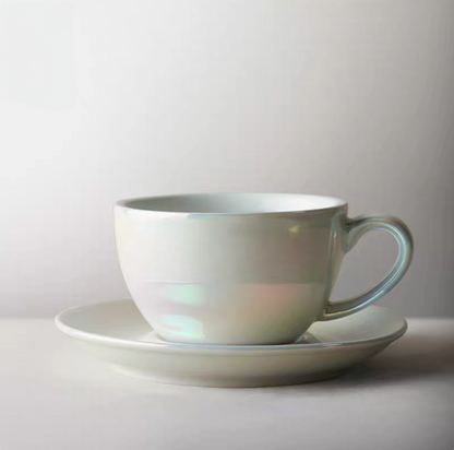 Luminous Iridescent Ceramic Coffee Cup &amp; Saucer