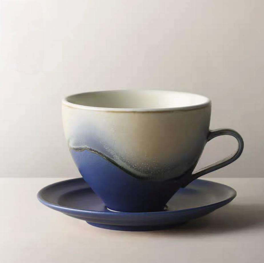 Eastern Serenity Ceramic Coffee Cup and Saucer Set