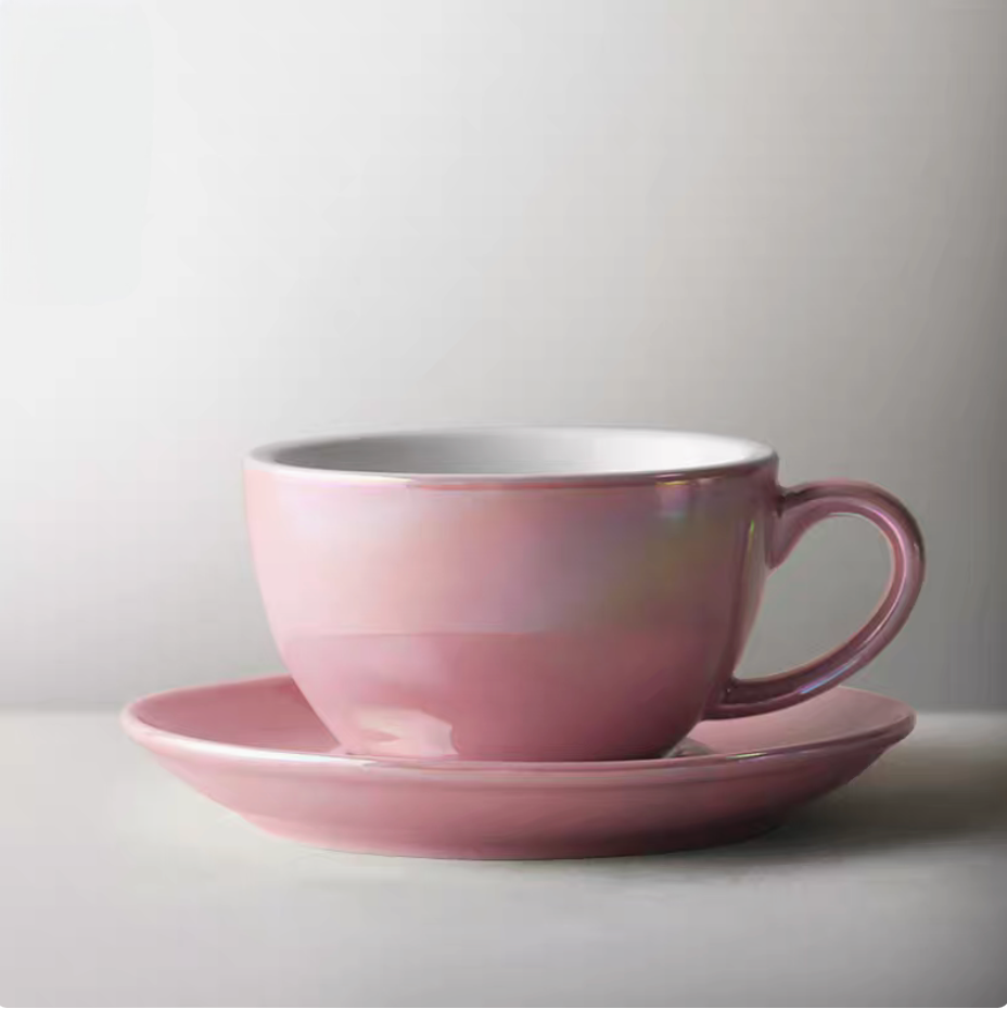 Luminous Iridescent Ceramic Coffee Cup &amp; Saucer