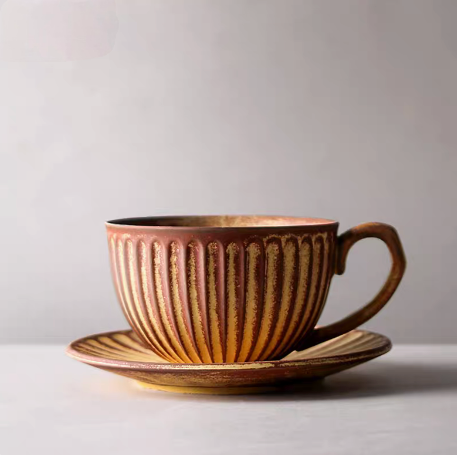 Striped Ceramic Cappuccino Art Cup