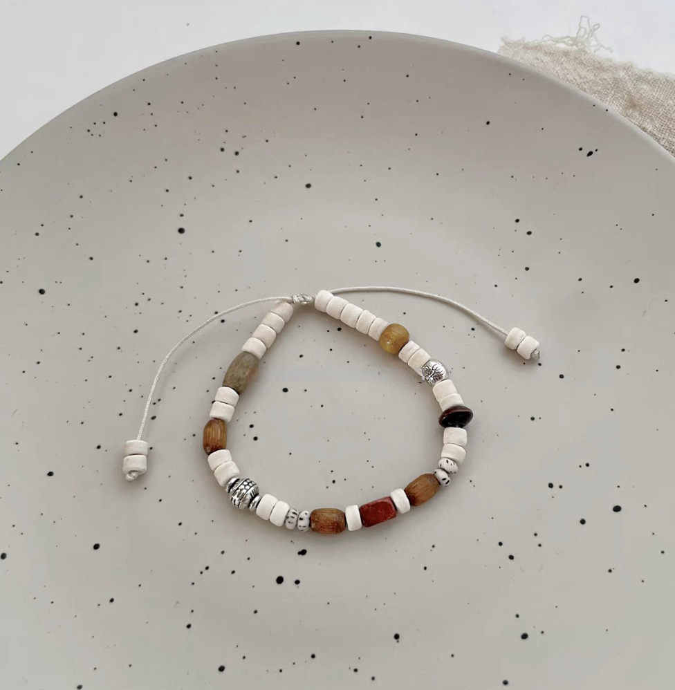 Natural Wood Bead Adjustable Bracelet