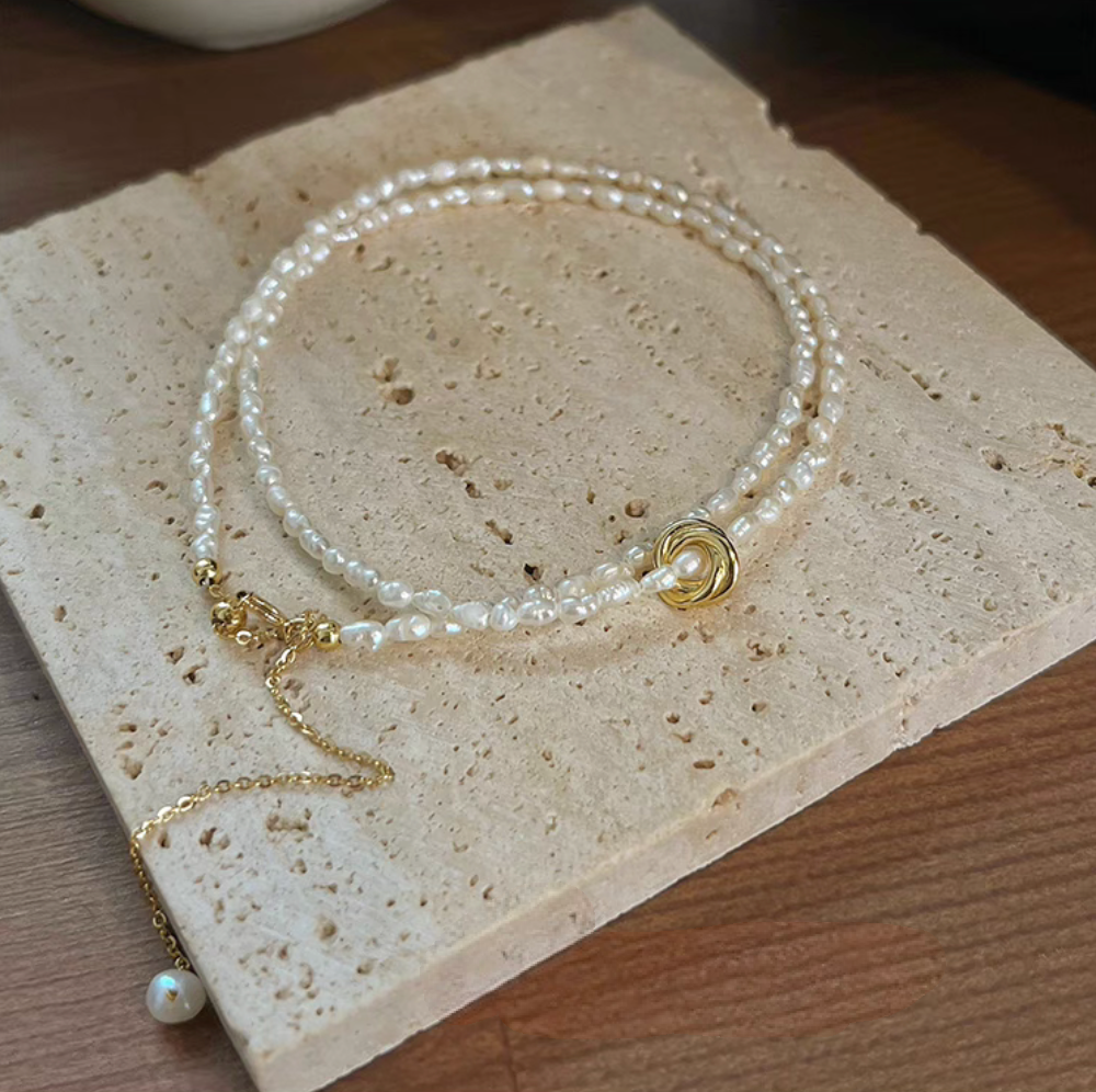 Golden Knot Freshwater Pearl Necklace