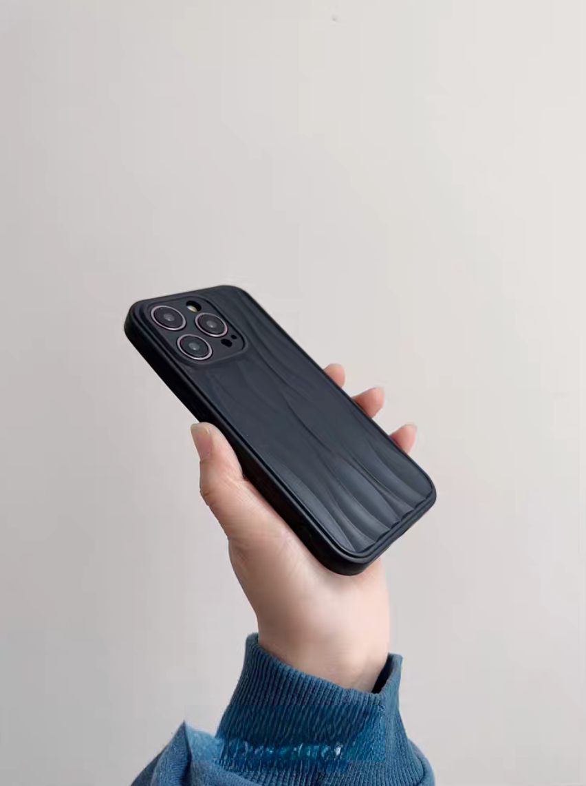 Matte Black Wave Phone Case