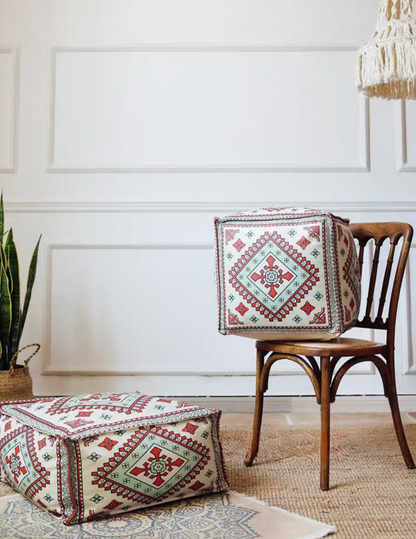 Vintage-Inspired Fabric Pouf