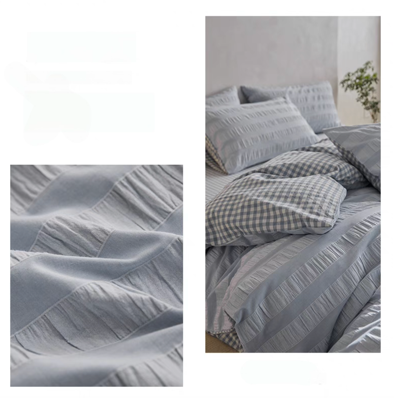 Grid Cotton Duvet, Sheet &amp; Shams Set