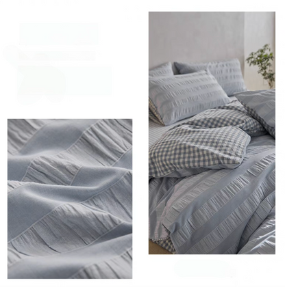 Grid Cotton Duvet, Sheet &amp; Shams Set