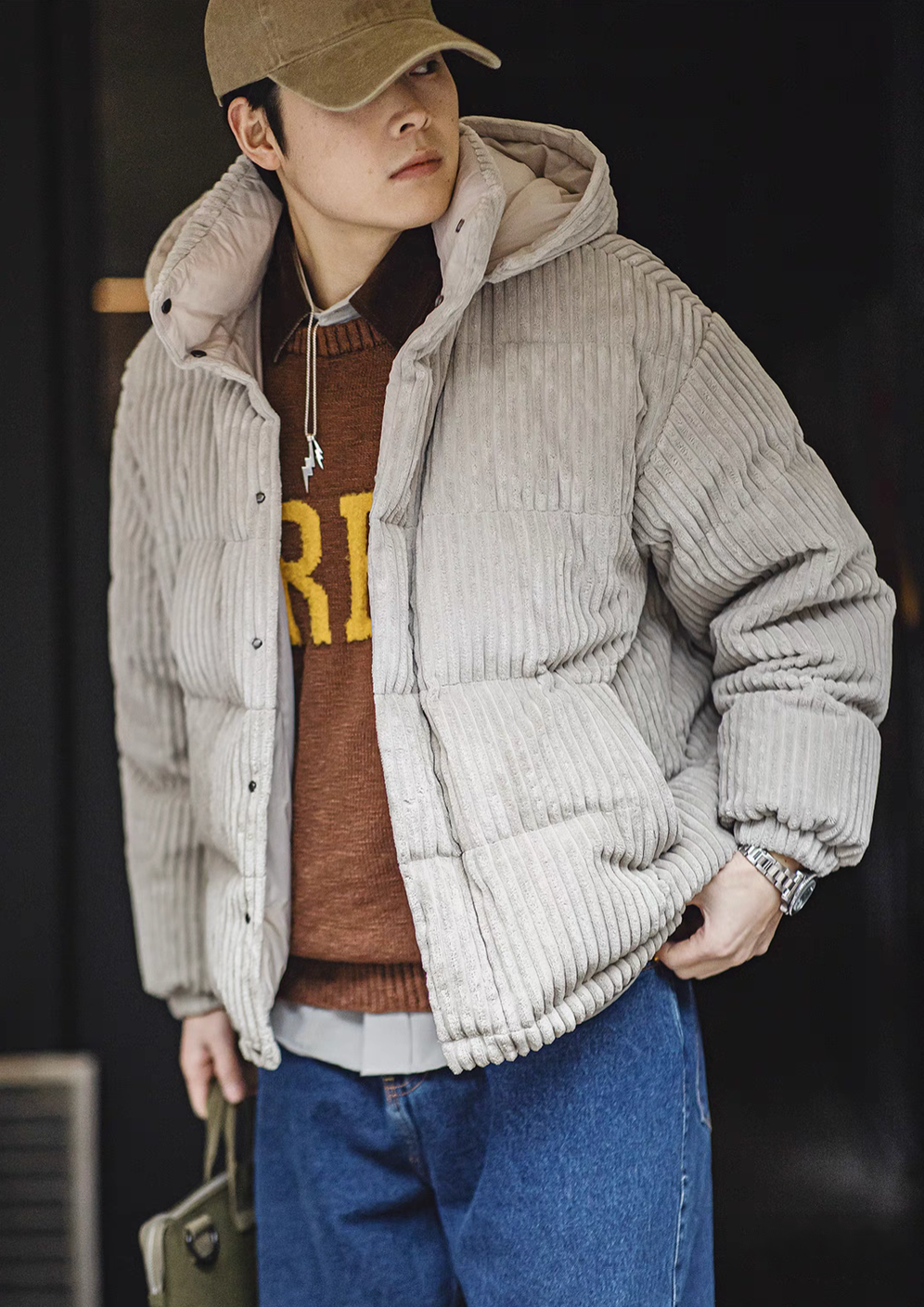 Luxurious Corduroy Down Jacket