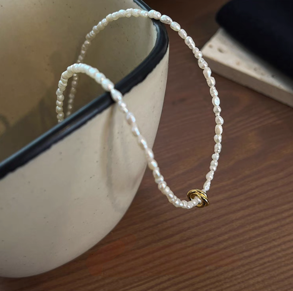 Golden Knot Freshwater Pearl Necklace