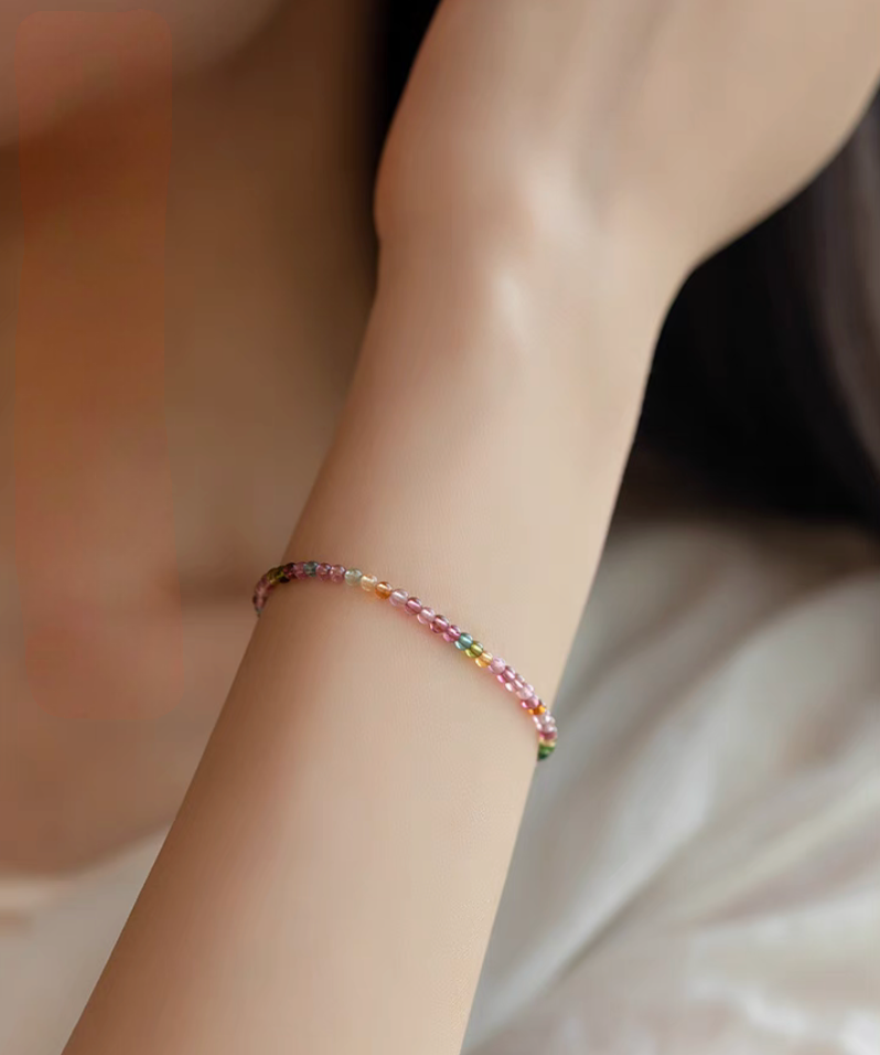 Rainbow Tourmaline Vintage Stacking Bracelet