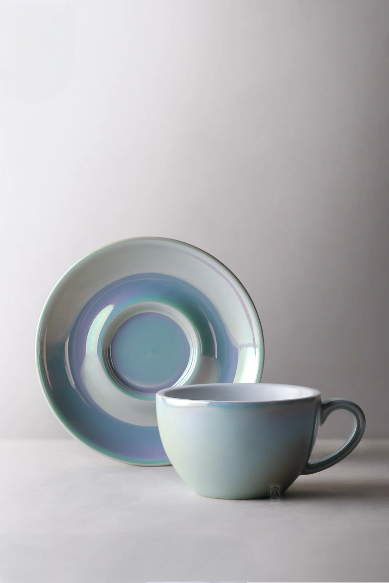 Luminous Iridescent Ceramic Coffee Cup &amp; Saucer