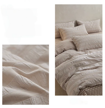 Grid Cotton Duvet, Sheet &amp; Shams Set