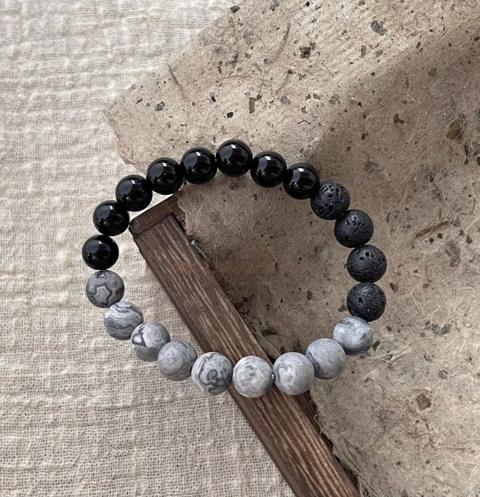 Black Beach Onyx Volcanic Stone Bracelet