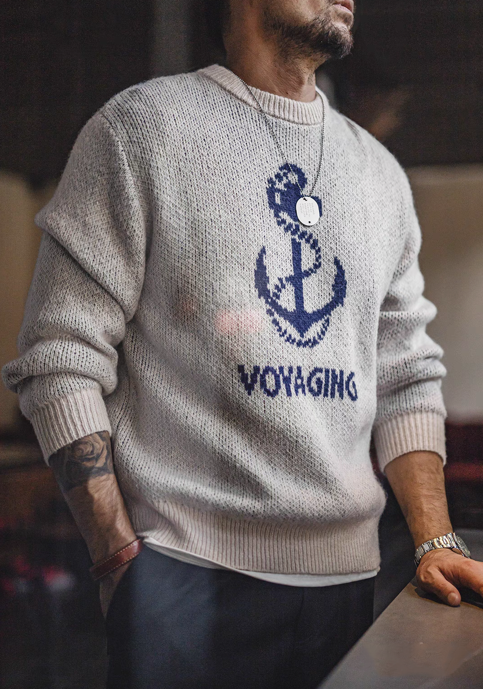 Nautical Anchor Knit Sweater