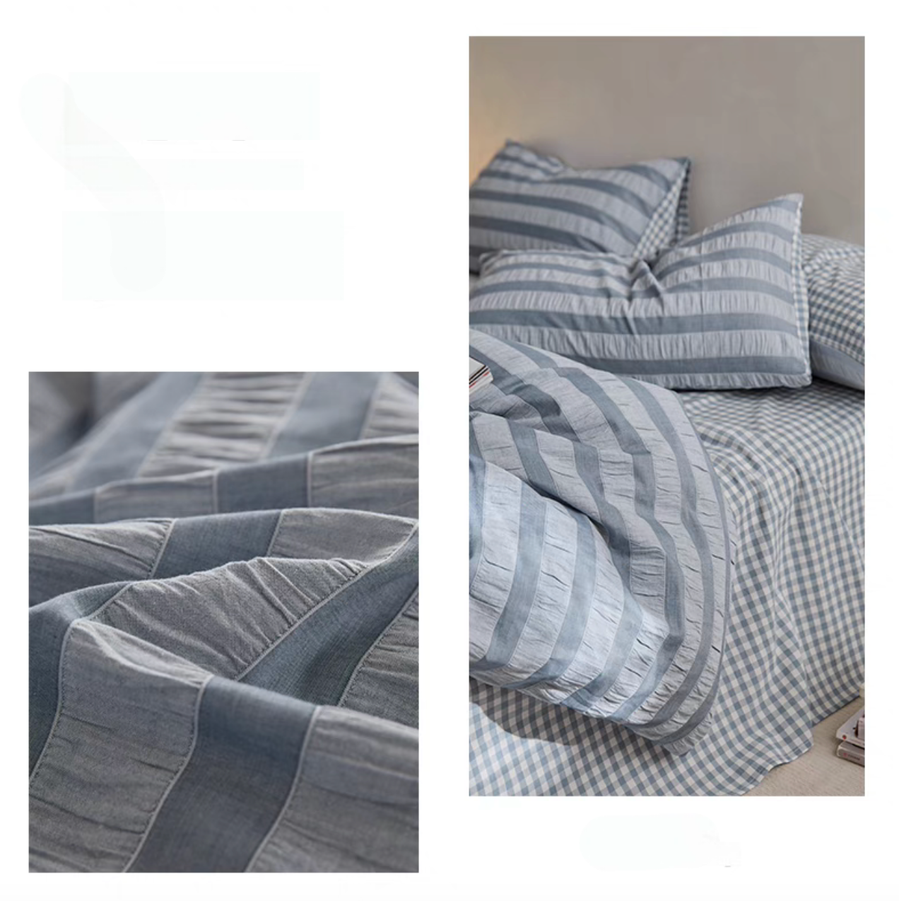 Grid Cotton Duvet, Sheet &amp; Shams Set